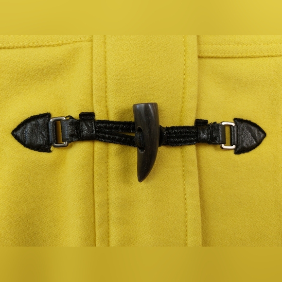 United Colors Of Benetton Duffle Coat Womens Size 6 Yellow Jacket Full Zip Wool - Picture 8 of 11